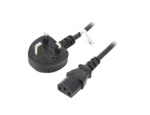 Kabel BS 1363 (G) wtyk, IEC C13 żeński PVC 1,8m czarny 5A 51323