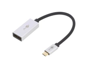 USBC-DP/F-0.15 Adapter DisplayPort 1.4, HDCP 2.2 złocony 0,15m czarny