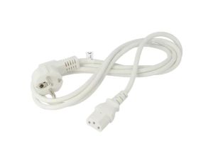 Kabel CEE 7/7 (E/F) wtyk kątowy, IEC C13 żeński PVC 2m biały 95140