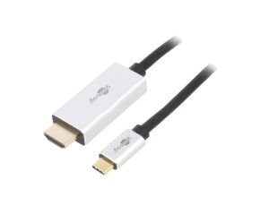 Adapter HDCP 2.2, HDMI 2.1 HDMI wtyk, USB C wtyk złocony 2m 60174