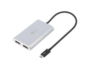 Adapter USB 3.0 DisplayPort gniazdo x2 0,45m czarny biały 55226