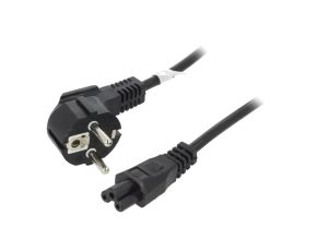 Kabel CEE 7/7 (E/F) wtyk kątowy, IEC C5 żeński PVC 3m czarny 44877