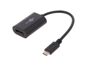MHL.08 Adapter USB 3.0 DisplayPort gniazdo, USB C wtyk 0,2m czarny