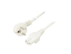 Kabel CEE 7/7 (E/F) wtyk kątowy, IEC C15 żeński PVC 2m biały 30370