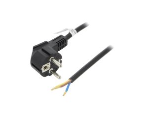 Kabel CEE 7/7 (E/F) wtyk kątowy, przewody PVC 1,5m czarny 10A 93976