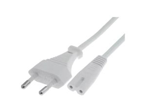 CABLE-704-5.0WH Kabel 2x0,75mm2 CEE 7/16 (C) wtyk, IEC C7 żeński PVC 5m biały
