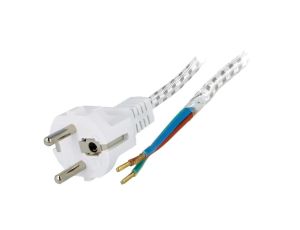Kabel 3x0,75mm2 CEE 7/7 (E/F) wtyk, przewody tekstylny 3m 50504
