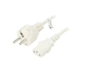 Kabel CEE 7/7 (E/F) wtyk, IEC C13 żeński PVC 1,5m biały 10A 96038