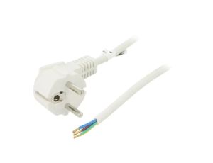 Kabel CEE 7/7 (E/F) wtyk kątowy, przewody PVC 3m biały 10A 93312