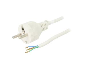 Kabel CEE 7/7 (E/F) wtyk, przewody PVC 1,5m biały 16A 250V 51328