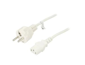 Kabel CEE 7/7 (E/F) wtyk, IEC C13 żeński PVC 5m biały 10A 96041