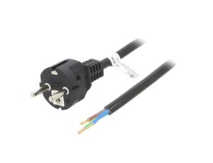 Kabel CEE 7/7 (E/F) wtyk, przewody PVC 2m czarny 16A 250V 94701