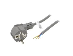 Kabel CEE 7/7 (E/F) wtyk kątowy, przewody PVC 1,5m szary 10A 93975