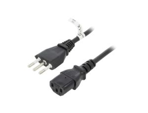Kabel CEI 23-50 (L) wtyk, IEC C13 żeński PVC 1,8m czarny 10A 97203