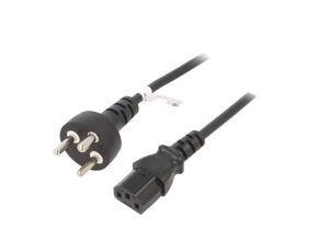 Kabel DE1-13P (K) wtyk, IEC C13 żeński PVC 2m czarny 10A 250V 95732