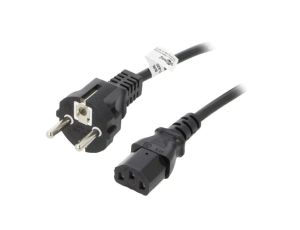 Kabel CEE 7/7 (E/F) wtyk, IEC C13 żeński PVC 1,5m czarny 10A 68605