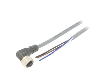 CONE14NF-A5P Przewód przyłączeniowy, PIN: 4, kątowe, 5m, M12, 250VAC, 4A, Żyły: 4