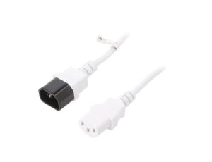 Kabel IEC C13 żeński,IEC C14 męski PVC 3m biały 10A 250V 97585
