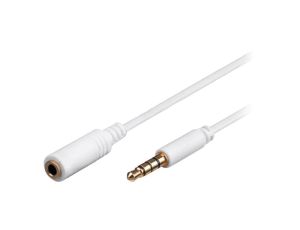 Kabel Jack 3,5mm 4-PIN gniazdo,Jack 3,5mm 4-PIN wtyk 5m biały 62364