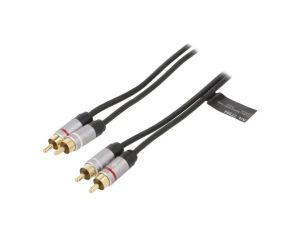 GOOBAY-PLUS-77394 Kabel RCA wtyk x2,z obu stron 3m Pokrycie: złocony czarny