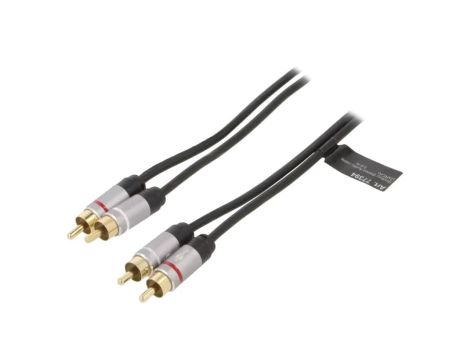 GOOBAY-PLUS-77394 Kabel RCA wtyk x2,z obu stron 3m Pokrycie: złocony czarny