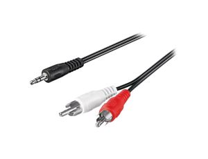 Kabel Jack 3,5mm 3-PIN wtyk,RCA wtyk x2 10m czarny ekranowany 51652
