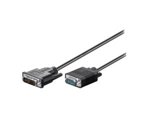 DVI-VGA/2 Kabel D-Sub 15pin HD wtyk,DVI-I (12+5) wtyk 2m czarny