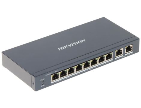 Switch PoE DS-3E1310HP-EI 8-porty 100M PoE, 2xUpLink 1000M, 2 porty HPoE, 802.3af/at/bt, power budget 110W, 54VDC