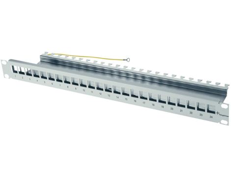 Telegärtner Panel 19 1U pusty 24 porty RJ45 z półką szary