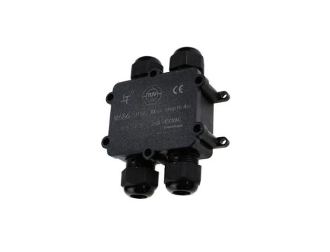 Mufa kablowa z dławikami na kable do 4x2,5mm2 hermetyczna IP68 UV czwórnik czarna V-TAC