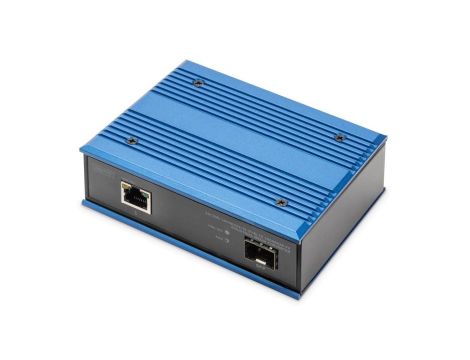 Przemysłowy mediakonwerter 1000Base-TX PoE 30W - 1000Base-FX SFP (bez modułu) DIN rozszerzony zakres temperatury DN-652104-1