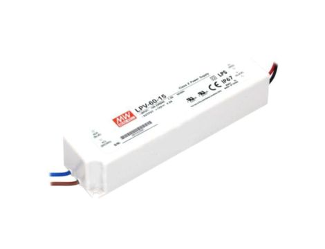 Zasilacz impulsowy, LED, 60W, 15VDC, 4A, 90264VAC, 127370VDC LPV-60-15