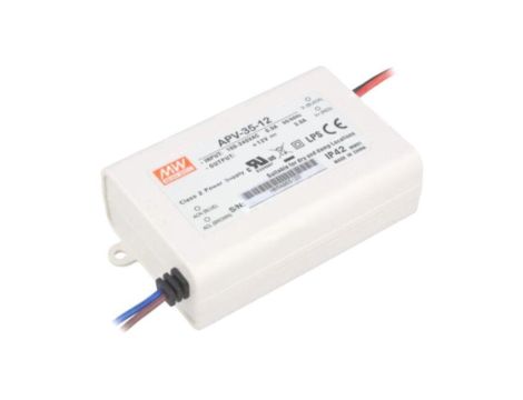 Zasilacz impulsowy, LED, 36W, 12VDC, 3A, 90264VAC, 127370VDC APV-35-12