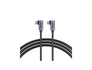 UNITEK Kabel USB 2.0 typ-C (wtyk / wtyk) kątowy Quick Charge 2.0 Power Delivery 3.0 (100W) czarny 0,5m