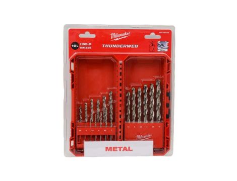 Zestaw wierteł do metalu 19szt. HSS-G 1-10mm MILWAUKEE
