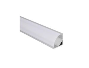 Profil LED kątowy anod. aluminium 2m z kloszem, zaślepkami i uchwytami, dla taśm do 10mm