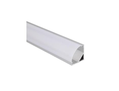 Profil LED kątowy anod. aluminium 2m z kloszem, zaślepkami i uchwytami, dla taśm do 10mm