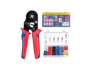 Zaciskarka Praska do tulejek kablowych 0,25-10mm2 z matrycą czworokątną NEKU + zestaw tulejek izolowanych DIN 0,5-10mm2 1300szt.