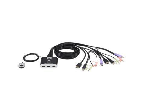 Aten Kabelkowy przełącznik KVM 2 port USB HDMI Audio 1,2m