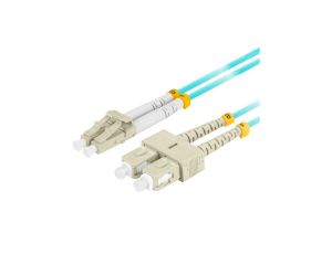 Patchcord światłowodowy MM LC/UPC-SC/UPC duplex 3mm OM3 aqua 1m LANBERG