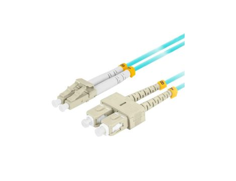 Patchcord światłowodowy MM LC/UPC-SC/UPC duplex 3mm OM3 aqua 1m LANBERG