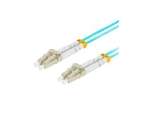 Patchcord światłowodowy MM LC/UPC-LC/UPC duplex 3mm OM3 aqua 5m LANBERG
