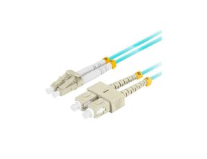 Patchcord światłowodowy MM LC/UPC-SC/UPC duplex 3mm OM3 aqua 5m LANBERG