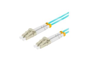 Patchcord światłowodowy MM LC/UPC-LC/UPC duplex 3mm OM3 aqua 0,5m LANBERG