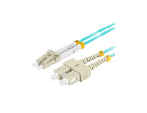 Patchcord światłowodowy MM LC/UPC-SC/UPC duplex 3mm OM3 aqua 2m LANBERG