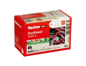 Kołki rozporowe uniwersalne DuoPower 5x25mm S 2-składnikowe z wkrętem PZ 3,5x35mm z łbem stożkowem do wszystkich typów podłoża F