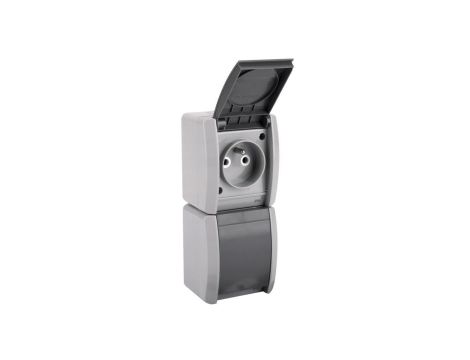 GNIAZDO ELEKTRYCZNE NATYNKOWE PODWÓJNE PIONOWE GNIAZDO PRĄDOWE IP54 NORA (4/M/21552270203)