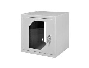Szafa wisząca RACK 10cali 6U 300mm szara z szybą 5-10/06U-300/W111/01