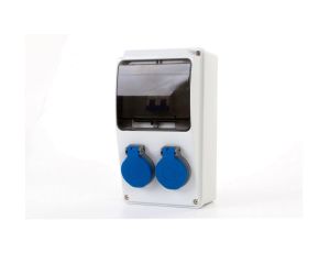 Rozdzielnica LAGO 6M - gniazda 2x230V + zabezpieczenia (MCB 1P B16Ax2 ) IP44