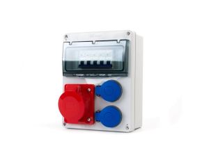 Rozdzielnica R-240 8M - gniazda 32A 5p, 2x230V + zabezpieczenia (MCB 3P C32A, 1P B16Ax2 ) IP44